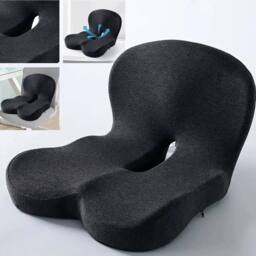 SPETLEK Memory Foam Cushion With Coccyx Relief & Back Support Design in Black - Size: 100 cm x 190 cm