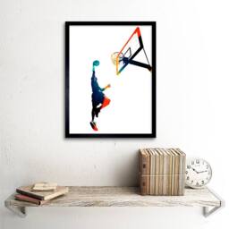 "Wee Blue Coo Basketball Jump Hoop Ball Slam Dunk Gift 12x16"" Framed Wall Art Print - Size: W12"" x H16""" - thumbnail 2