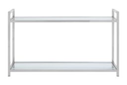 Orsina Luxe Design Console Table In Metal & Glass, Modern Table For Hallway, Distinctive Table For Livingroom in Silver - thumbnail 6
