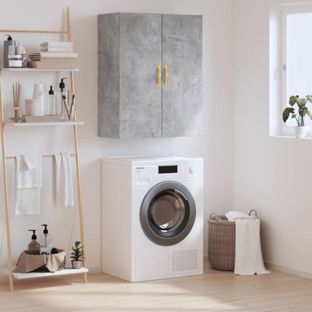 Berkfield Home Wall Mounted Cabinet Concrete Grey 69.5x34x90 cm - image 1