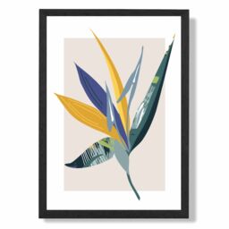 ARTZE Tropical Flower Teal & Green Mid Century Modern Framed Print SIZE: A2 with Black Frame - Size: A4 - thumbnail 1