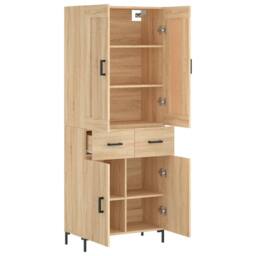 Berkfield Home Highboard Sonoma Oak 69.5x34x180 cm Engineered Wood in Light Tan - thumbnail 4