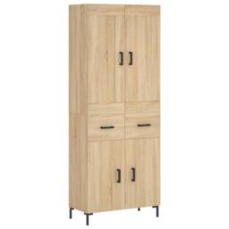 Berkfield Home Highboard Sonoma Oak 69.5x34x180 cm Engineered Wood in Light Tan - thumbnail 1