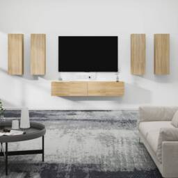 Berkfield Home 6 Piece TV Cabinet Set Sonoma Oak Engineered Wood in Brown - thumbnail 2