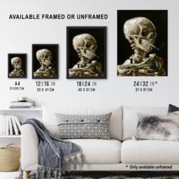 "Artery8 Skeleton with Burning Cigarette Van Gogh Vintage Wall Art Print Poster in Black - Size: W12"" x H16""" - thumbnail 3