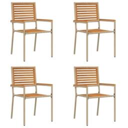 Berkfield Home Outdoor Chairs 4 pcs 54 x 56 x 90 cm in Cream - thumbnail 3