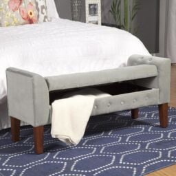 Luxury Living Velvet Ottoman Storage Bench in Grey - thumbnail 4