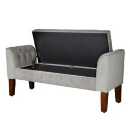 Luxury Living Velvet Ottoman Storage Bench in Grey - thumbnail 2