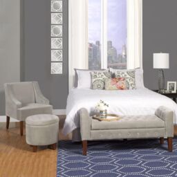 Luxury Living Velvet Ottoman Storage Bench in Grey - thumbnail 5