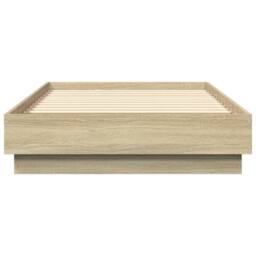 Berkfield Home Durable Bed Frame without Mattress with LED Lights Sonoma Oak 90x in Brown - Size: Single - thumbnail 6