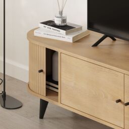 "Decortie Gentle Modern TV Stand with 2 Sliding Doors Storage Cabinet for 65"" TVs in Natural - Size: 2 Pack" - thumbnail 7