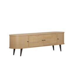 "Decortie Gentle Modern TV Stand with 2 Sliding Doors Storage Cabinet for 65"" TVs in Natural - Size: 2 Pack" - thumbnail 2