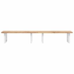 Berkfield Home Basin Shelf Wall Mounted Steel & Solid Wood Acacia in Brown - thumbnail 4