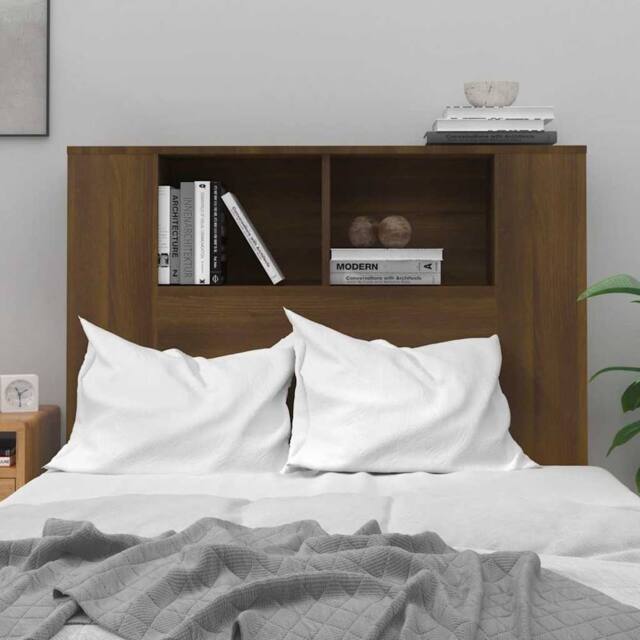 Berkfield Home Headboard Cabinet Brown Oak 100x18.5x104.5 cm - image 1