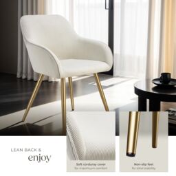 tectake Dining Chair Marilyn Per Piece - Cream/Gold in Cream - Size: 1 Pack - thumbnail 4
