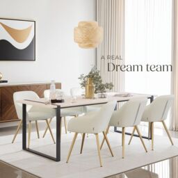 tectake Dining Chair Marilyn Per Piece - Cream/Gold in Cream - Size: 1 Pack - thumbnail 8