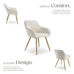 tectake Dining Chair Marilyn Per Piece - Cream/Gold in Cream - Size: 1 Pack - thumbnail 3
