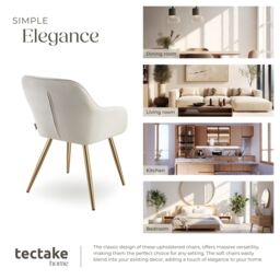 tectake Dining Chair Marilyn Per Piece - Cream/Gold in Cream - Size: 1 Pack - thumbnail 7