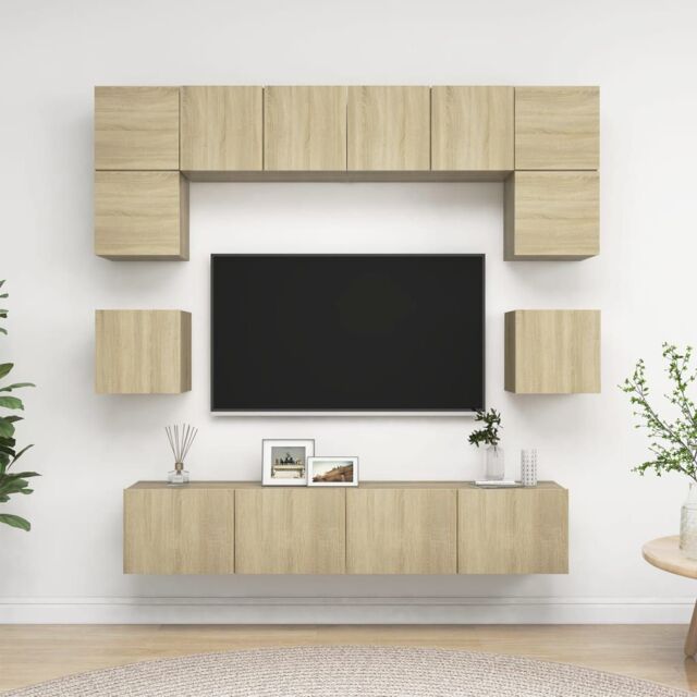 Berkfield Home 8 Piece TV Cabinet Set Sonoma Oak Engineered Wood in Brown - image 1