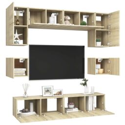 Berkfield Home 8 Piece TV Cabinet Set Sonoma Oak Engineered Wood in Brown - thumbnail 3