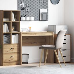 Berkfield Home Writing Desk Artisan oak Particle board Medium Durable in Brown - thumbnail 1