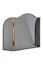 KDMD Antiqued Brass Large Fire Screen - Vintage Style Fireplace Protector in Gold - thumbnail 3