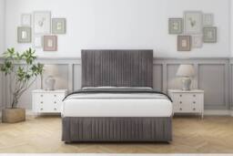 "Comfort Beds The Foxy Naples Divan Base 2 Drawers - 26"" Headboard-Footboard in Grey - Size: Small Single" - thumbnail 3