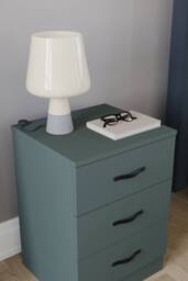 HD Designs Riano 3 Drawer Bedside Cabinet Chest of Drawers in Green - thumbnail 5