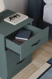 HD Designs Riano 3 Drawer Bedside Cabinet Chest of Drawers in Green - thumbnail 6