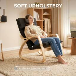 HOMCOM Comfortable Relax Rocking Chair with High Back, Black - thumbnail 6