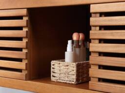 Vente-unique Acacia Wood Wall-Hung Bathroom Unit With Double Basin - 130 Cm in Walnut - thumbnail 3