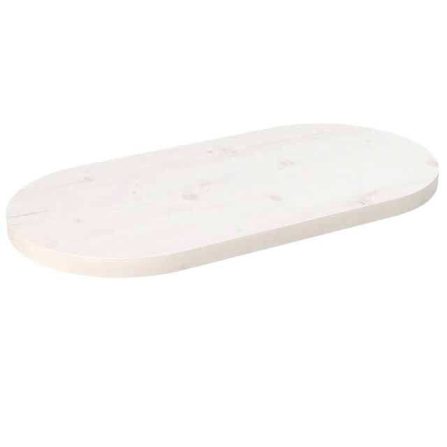 Berkfield Home Table Top White 60x30x2.5 cm Solid Wood Pine Oval - image 1