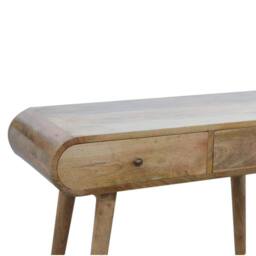 Wyld Haus Florence Oval 2 Drawer Mango Wood Console Table Natural Brown - thumbnail 6