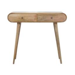 Wyld Haus Florence Oval 2 Drawer Mango Wood Console Table Natural Brown - thumbnail 2