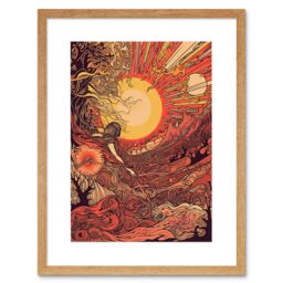 "Artery8 Wall Art Print Venus Sunset Fantasy Landscape Artwork Framed 9X7 Inch in Beige - Size: W7"" x H9""" - thumbnail 1