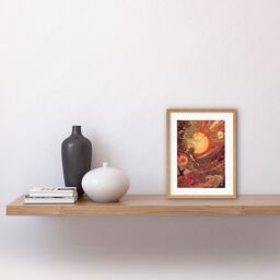 "Artery8 Wall Art Print Venus Sunset Fantasy Landscape Artwork Framed 9X7 Inch in Beige - Size: W7"" x H9""" - thumbnail 2
