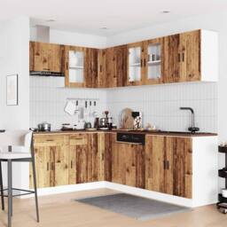 Berkfield Home Elegant 11 Piece Kitchen Cabinet Set Porto Old Wood Engineered Wood in Brown - thumbnail 1