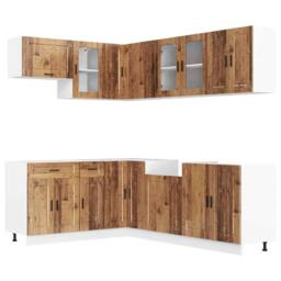 Berkfield Home Elegant 11 Piece Kitchen Cabinet Set Porto Old Wood Engineered Wood in Brown - thumbnail 3