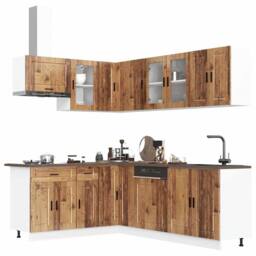 Berkfield Home Elegant 11 Piece Kitchen Cabinet Set Porto Old Wood Engineered Wood in Brown - thumbnail 2