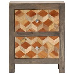 Berkfield Home Bedside Cabinet Grey 40x30x50 cm Solid Mango Wood - Size: 40 x 30 x 50 cm - thumbnail 2