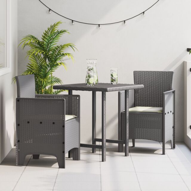 Berkfield Home Garden Chair Set of 2 Light Grey & Cream White Polypropylene - image 1
