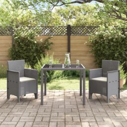 Berkfield Home Garden Chair Set of 2 Light Grey & Cream White Polypropylene - thumbnail 3