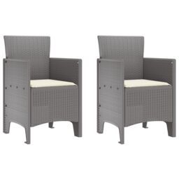 Berkfield Home Garden Chair Set of 2 Light Grey & Cream White Polypropylene - thumbnail 2