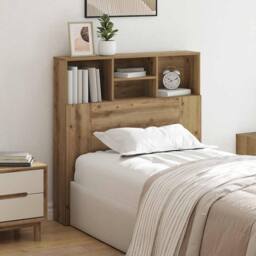 Berkfield Home Headboard Cabinet with Shelf Artisan oak 100 x 19 x 103.5 cm in Brown - thumbnail 2