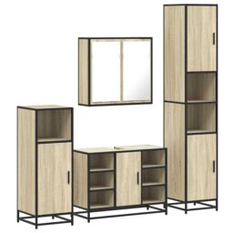 Berkfield Home 4¬†Piece Bathroom Furniture Set¬†Sonoma Oak Engineered Wood in Brown - thumbnail 2