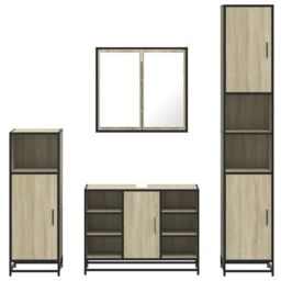 Berkfield Home 4¬†Piece Bathroom Furniture Set¬†Sonoma Oak Engineered Wood in Brown - thumbnail 5