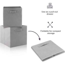 FLAVORA 27x27x28cm-Grey 6PCS Cube Storage Boxs Collapsible Fabric Cubes in Grey - Size: 500mm