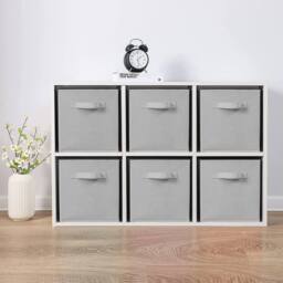 FLAVORA 27x27x28cm-Grey 6PCS Cube Storage Boxs Collapsible Fabric Cubes in Grey - Size: 500mm - thumbnail 5