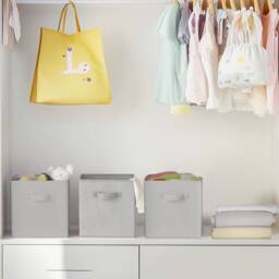 FLAVORA 27x27x28cm-Grey 6PCS Cube Storage Boxs Collapsible Fabric Cubes in Grey - Size: 500mm - thumbnail 4