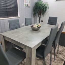 KOSY KOALA Dining Table & 6 Chairs Stone Grey Effect Kitchen Dining Set for 6 - Size: 140 cm x 80 cm - thumbnail 5